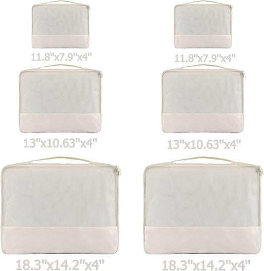 DoubleTrip Packing Cubes for Suitcases Carry on Luggage Organizer 6 Set Travel Accessories Lightweight Storage Bag Space Saver Clothes Pouch Large