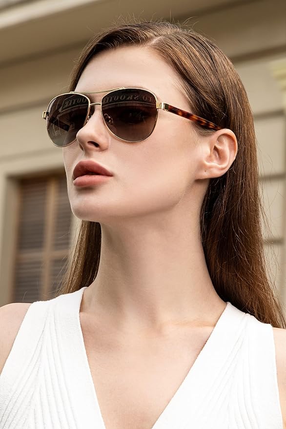 CARFIA Polarized Sunglasses for Women UV Protection Acetate Arms Metal Frame Woman's Shades CA3216
