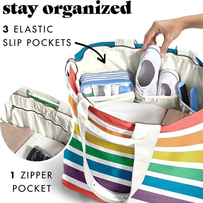 Fit & Fresh Large Beach Bag for Women - Extra Large Travel Tote With Pockets