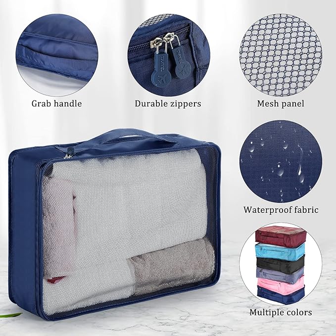 Woanger 24 Pcs Large Packing Cubes High Capacity Luggage Organizers Reusable Mesh Packing Bags for Travel Hiking(Multicolor)