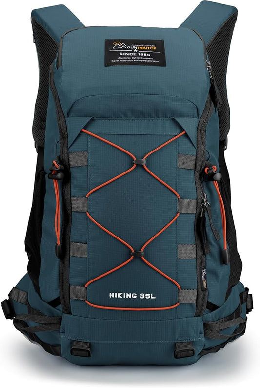 MOUNTAINTOP 35L Hiking Backpack, Lightweight Outdoor Travel Camping Daypack with Rain Cover for Men & Women（Blue）