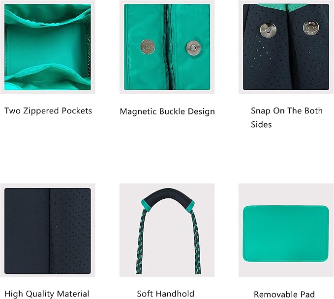 QOGiR Neoprene Multipurpose Beach Bag Tote with Inner Zipper Pocket … … … …