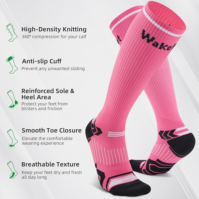 Wakefeet Compression Socks for Women Men 3 Pairs, Compression Stockings, Fragrance Flight Socks for Travelling Sitting