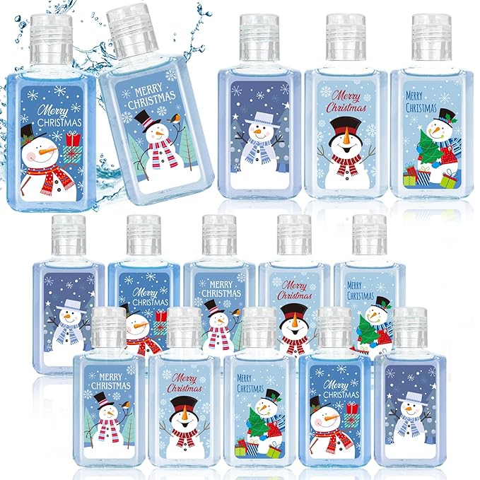 50 Pcs Christmas Mini Hand Sanitizer Bulk Christmas Gifts Favors 1fl oz Travel Size Hand Soap Gifts Small Hand Sanitizer Thank You Gifts for Xmas Goodie Bags Stocking Stuffers (Snow Man)