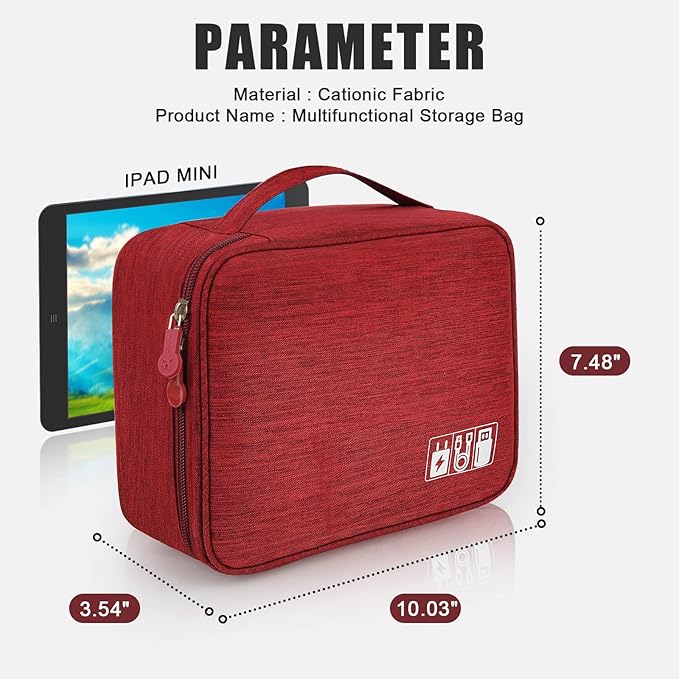 Electronic Organizer Travel Universal Cable Organizer Electronics Accessories Bag for Cable, Charger, Phone, USB, SD Card,1Pack