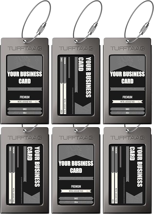 Luggage Tags Business Card Holder by TUFFTAAG - Durable Travel ID Bag Tag in Multiple Color Options, Perfect for Suitcases, Backpacks, and Carry-Ons, Easy Identification, Secure and Stylish