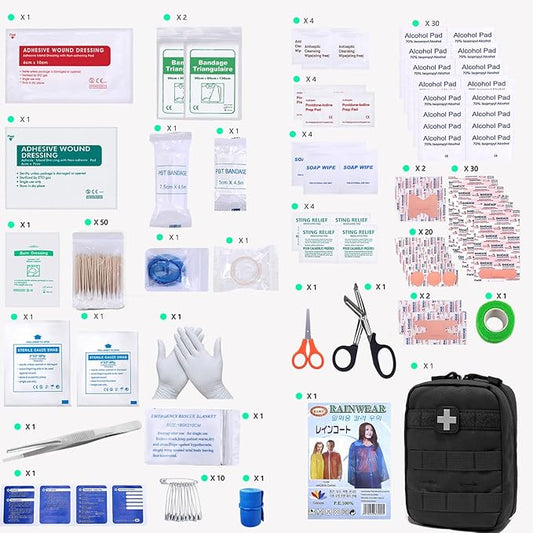 Carlebben EMT Pouch MOLLE Ifak Pouch Tactical MOLLE Medical First Aid Kit Utility Pouch (With Medical Supplies)