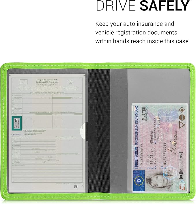 kwmobile Registration and Insurance Holder - Car Document Holder for Vehicle Documents and Cards - PU Leather - Black