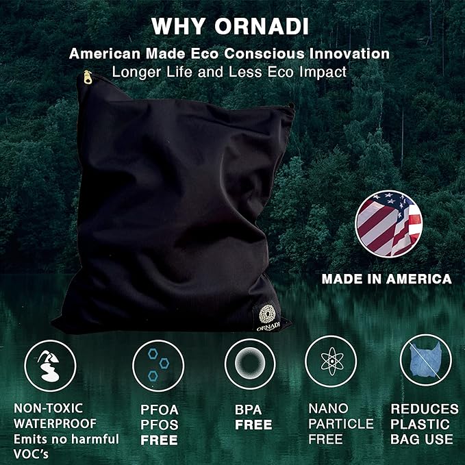 Wet Gym Clothes Bag Waterproof Antimicrobial Sack Inhibits Bacteria & Odor from Dirty Laundry, Swimsuits, Sweaty Shoes for Smell Proof Travel 14 X 17.5" Made in USA by Ornadi