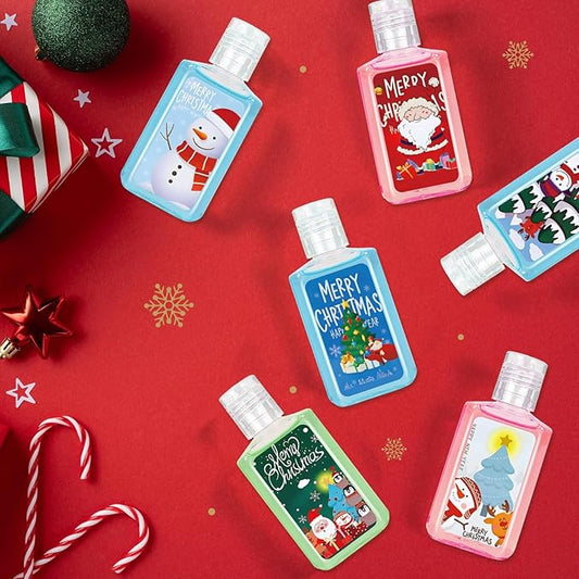 50 Pcs Christmas Mini Hand Sanitizer Bulk Christmas Gifts Favors 1fl oz Travel Size Hand Soap Gifts Small Hand Sanitizer Thank You Gifts for Xmas Goodie Bags Stocking Stuffers (Scene)