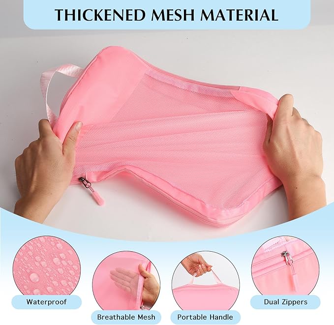 Lightweight Compression Packing Cubes for Suitcases, Compressible Expandable Travel Packing Organizer with Clear Toiletries and Backpack Bag, Travel Essentials for Carry on Luggage 7 Set