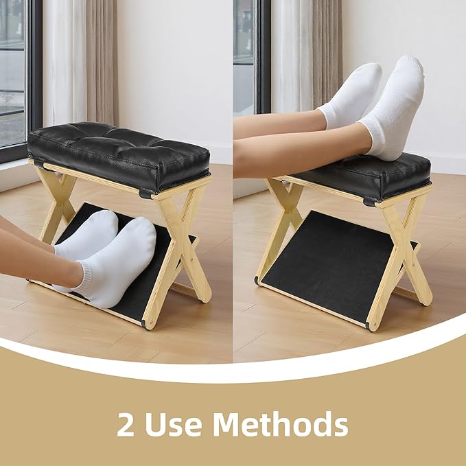Foot Rest Under Desk, Wooden Desk Foot Rest with Non-Slip Rubber Stepping Surface, Ergonomic Under Desk Foot Stool, Enhances Posture, Office Home Work
