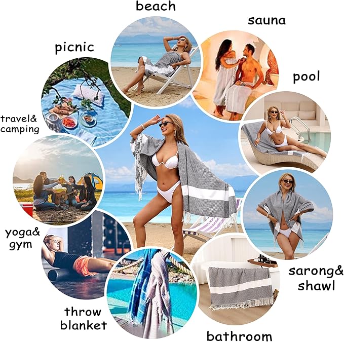 Beach Towel 2 Pack,Sand Free Beach Towels Oversized 39 x 72, Diamond Turkish Beach Towel Quick Dry,Lightweight Pool Towels for Adults Travel Towel,Cool Beach Essentials