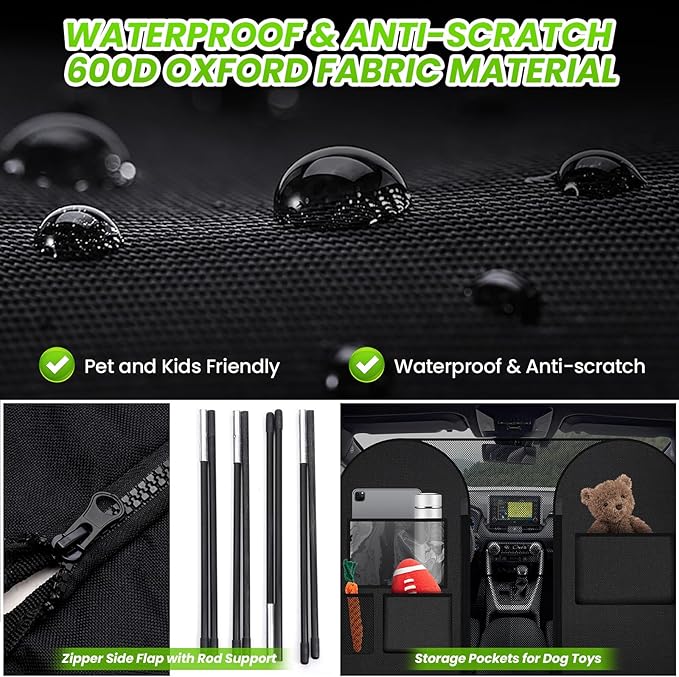 Shademax Dog Car Seat Cover for Back Seat, Backseat Dog Cover for Toyota RAV4 2013-2025 2026/Honda CRV 2017-2022 Accessories, Waterproof Oxford Pet Hammock for Car SUV Seat Protector with High Barrier