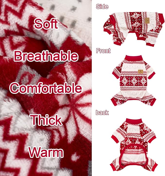 XPUDAC Dog Christmas Pajamas Fleece Dog Sweater for Small Medium Dogs Girl Boy Winter Puppy Clothes Holiday Pet Outfit, 2XL