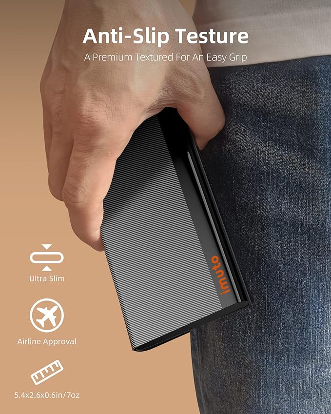 imuto Slim Portable Charger, 10000mAh Travel-Ready Power Bank, 30W USB-C in & out High-Speed Charging Battery Pack, External Phone Charger Compatible with iPhone 16 15 14 13 12 Samsung Google iPad etc