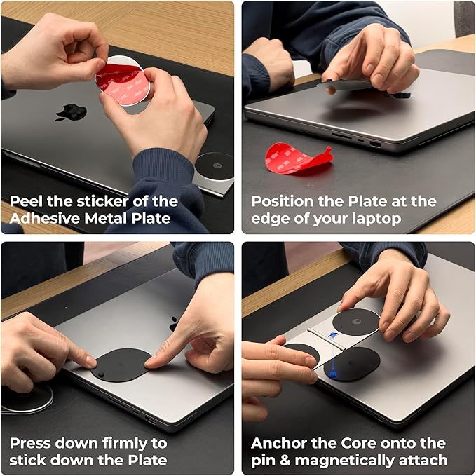 Rolling Square Edge Pro Core - Magnetic Mount Phone Holder Stand for Computers and Tablets | Secure Metal Plate Adhesive or Standalone Mode Compatible with MagSafe, Qi, and Non-MagSafe Devices, Gray