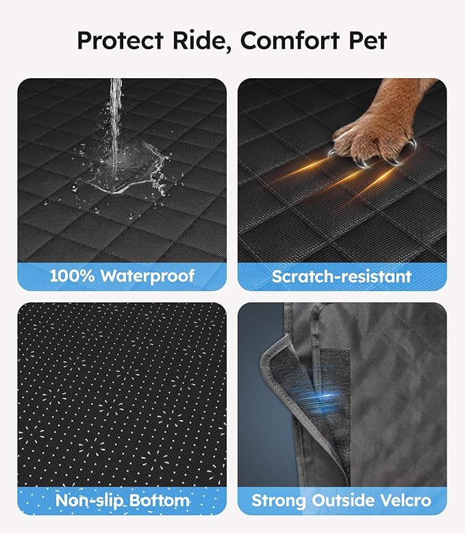 Wigoo Upgrade Soft Dog Car Seat Cover for Back Seat, [Protect Interior, Waterproof & Easy to Clean] Soft Bottom Backseat Pet Extender Dog Car Hammock, FitsCar Sedan SUV Truck Van, Size M, Black