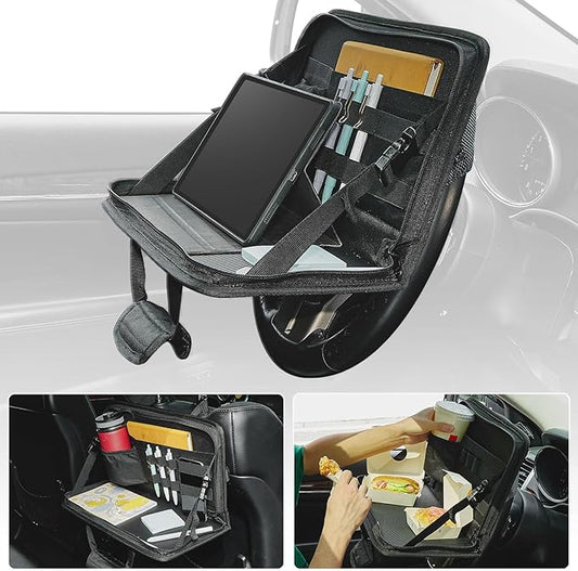 JOYTUTUS Steering Wheel Tray, Car Multifunctional Laptop Desk, Car Office Bag, Back Seat Headrest Table for Eating, Fit for Small sedan and Small SUV, Like the Honda Civic, Honda CR-V, etc.