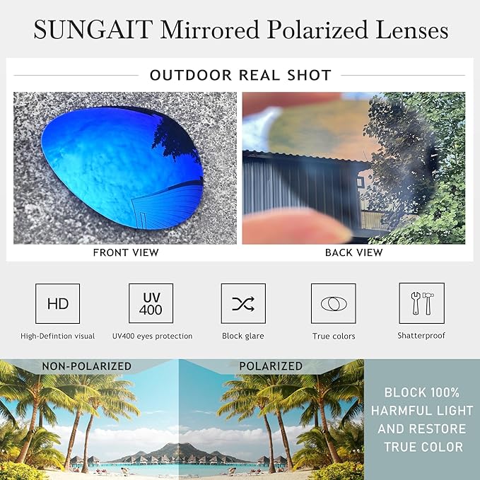 SUNGAIT Women's Lightweight Oversized Aviator Sunglasses - Classic Style Polarized Lens
