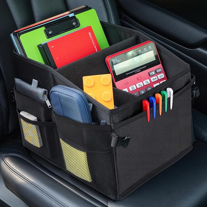 CASHINE Foldable Car Seat Organizer - Oxford Fabric Storage Box for Back Seat, Car Front Seat Organizer Universal Fit for Kids