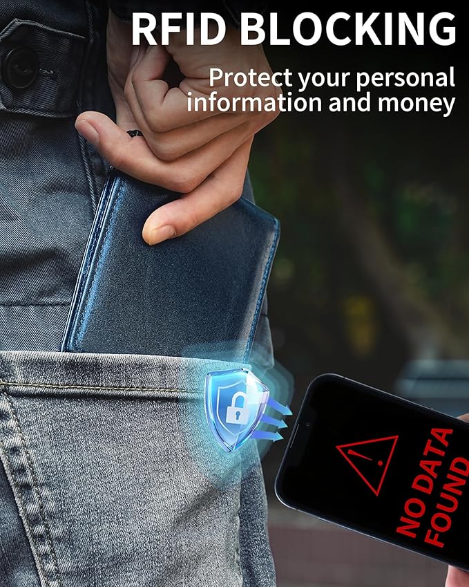 Artpaxy Mens Wallet Bifold Genuine Leather RFID Blocking Wallet for Men with 2 ID Windows 12 Card Holders 2 cash pockets 1 Gift Box