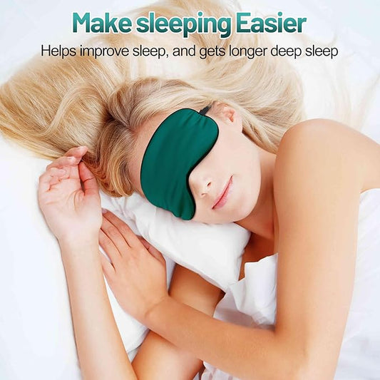 Sleep Mask, Silk Eye Mask for Sleeping with Adjustable Strap, Satin Blackout Sleeping Eye Mask for Men&Women, Comfortable Blindfold Eyeshade for Night Sleep (Dark Green)