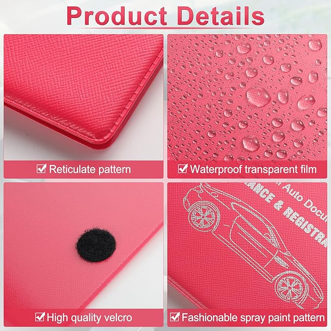 UYYE Car Registration and Insurance Card Holder, Vehicle Glove Box Car Organizer, Interior Car Accessories for Documents, Cards, License - 2 Pack