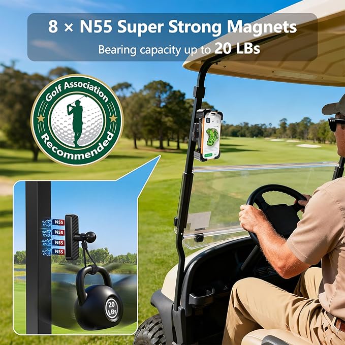 KingofKings Magnetic Golf Cart Phone Holder Mount, Golf Gifts for Golfers Him Men Dad Women Her, 2026 Essential Golf Cart Accessories, Mens Gifts for Birthday Anniversary Valentines Day-360° Rotatable