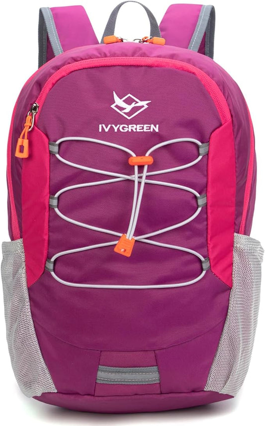 IVYGREEN Little Kids Hiking Backpack for Boys or Girls, Small Daypack for Camping or Travel (Purple, Medium)
