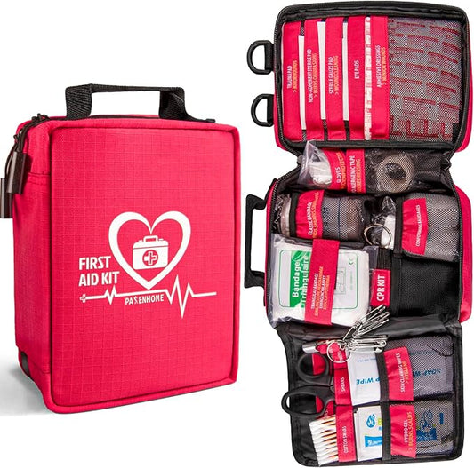 First Aid Kit, Trauma First Aid Kits with Labelled Compartments Molle System, Professional Emergency Kits for Home, Office, Car, Outdoor, Hiking, Travel, Camping