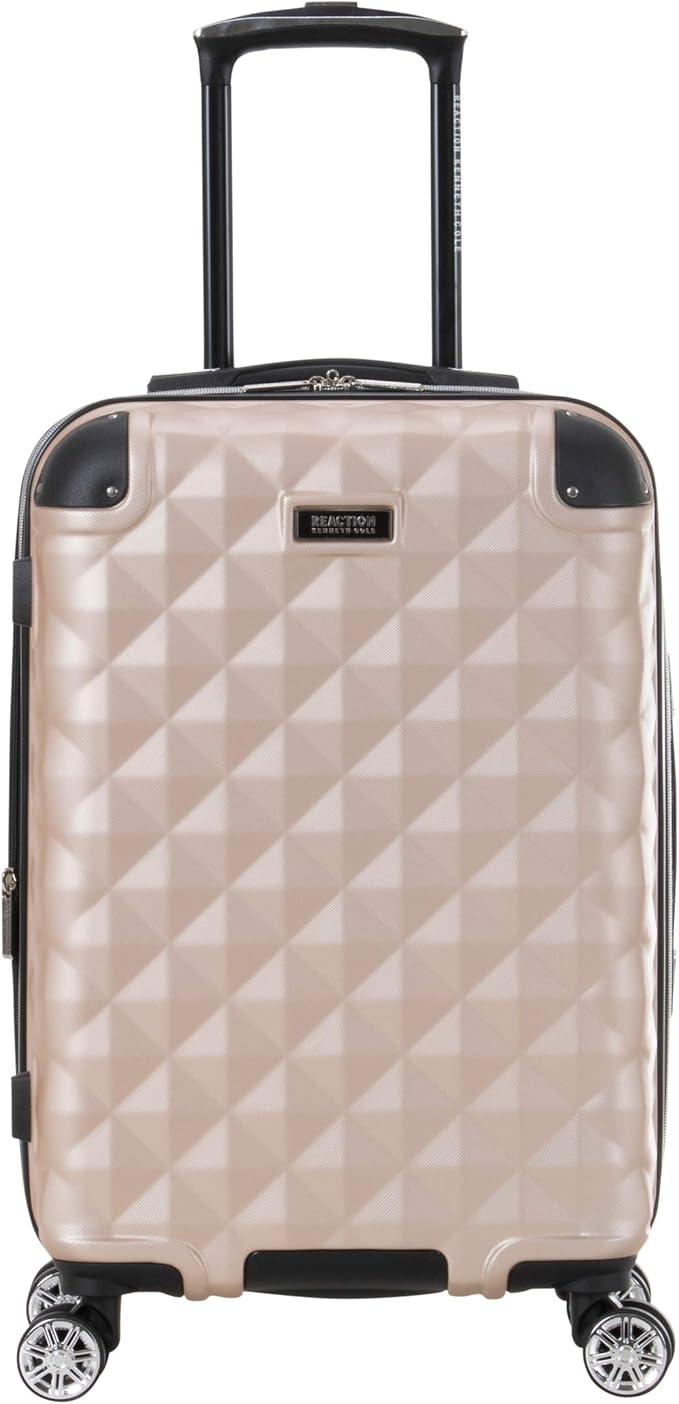 Kenneth Cole REACTION Diamond Tower Collection Lightweight Hardside Expandable 8-Wheel Spinner Travel Luggage, Rose Gold, 20-Inch Carry On