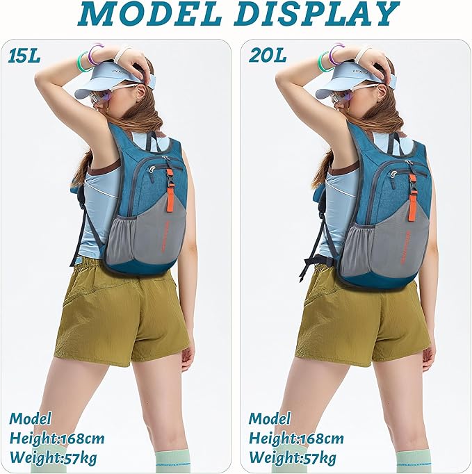 BECOJADDE 15L Small Hiking Backpack for Men Women Foldable Packable Back Pack Ultralight Hiking Daypack for Travel Camping Outdoor, Turquoise | Small, Foldable, Packable, Back Pack, Ultralight, Hiking Daypack