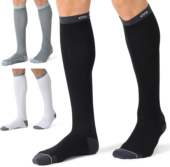 CS CELERSPORT 3 Pairs Compression Socks for Men and Women 20-30mmHg Running Athletic Support Socks