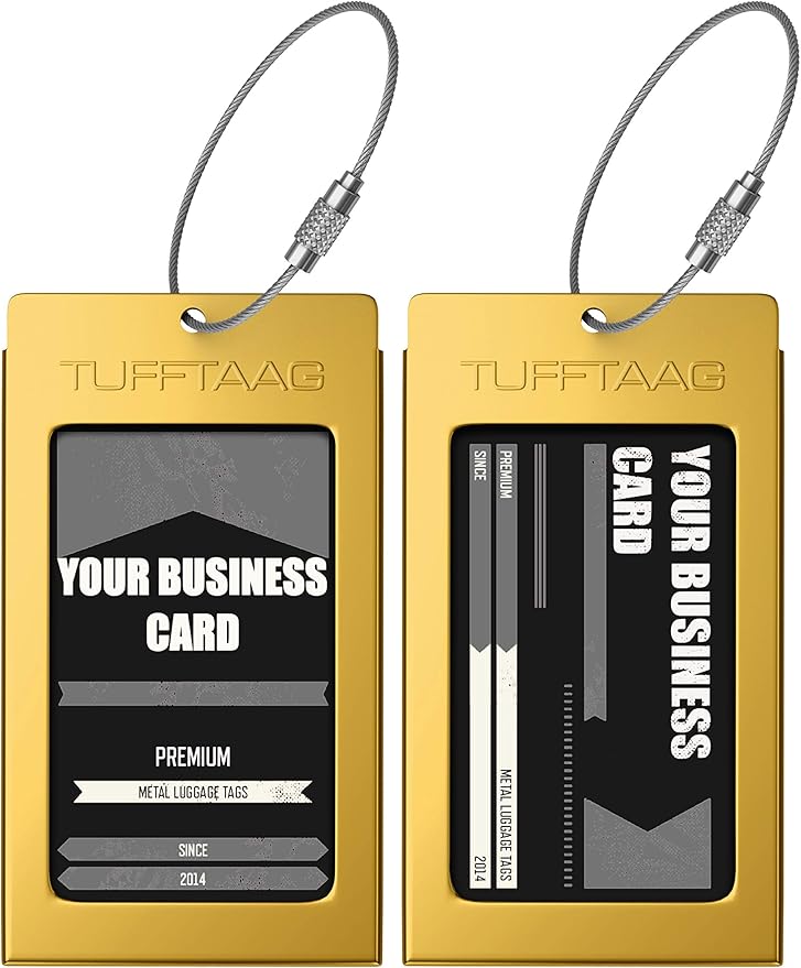 Luggage Tags Business Card Holder by TUFFTAAG - Durable Travel ID Bag Tag in Multiple Color Options, Perfect for Suitcases, Backpacks, and Carry-Ons, Easy Identification, Secure and Stylish