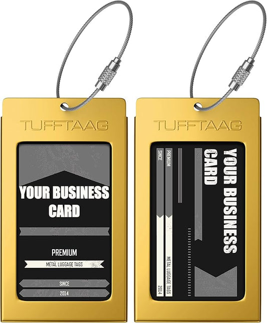 Luggage Tags Business Card Holder by TUFFTAAG - Durable Travel ID Bag Tag in Multiple Color Options, Perfect for Suitcases, Backpacks, and Carry-Ons, Easy Identification, Secure and Stylish