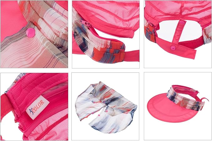 icolor Women Sun Hats UPF 50 Sun Protection Hat Summer Outdoor Neck Shield Flap Visor Hat Ponytail Hats Wide Brim Beach Hat