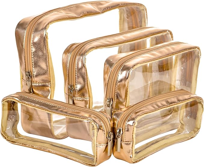 TSA Approved 5-Piece Diaper Bag Organizer Pouch Set Clear Waterproof TPU Kids Toiletry Storage Set Travel Packing Clutch Cube Bags for Baby Nursing