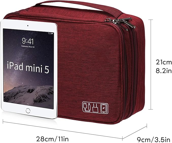 Electronics Organizer, OrgaWise Electronic Accessories Bag Travel Cable Organizer Three-Layer for iPad Mini, Kindle, Hard Drives, Cables, Chargers