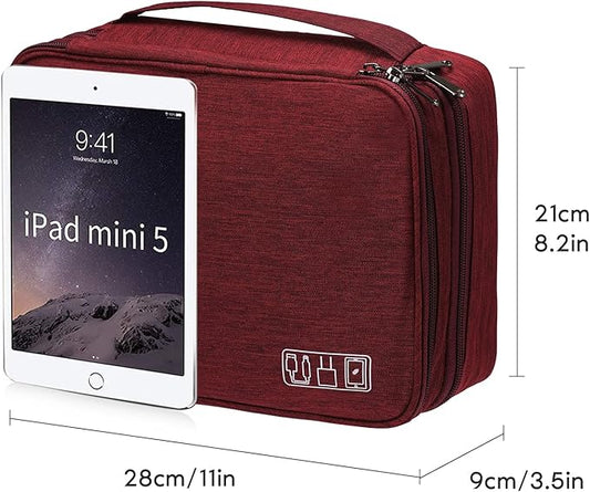 Electronics Organizer, OrgaWise Electronic Accessories Bag Travel Cable Organizer Three-Layer for iPad Mini, Kindle, Hard Drives, Cables, Chargers