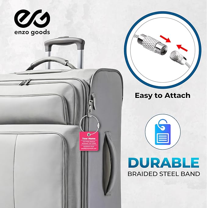 Personalized Luggage Tag | Custom Luggage Tags for Suitcases | Kids Backpack Tag | 10 Color Options & Choose Font, Font Color