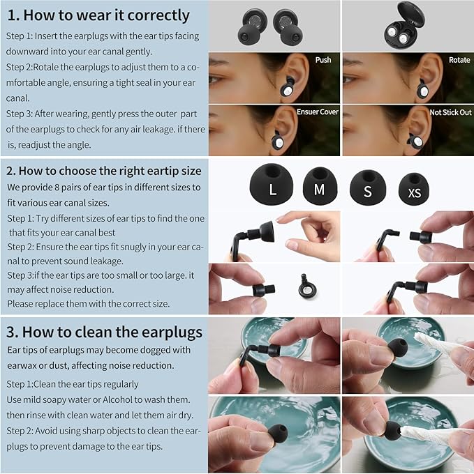 Ear Plugs for Sleeping, Noise Cancelling, 45dB Soft Silicone Earplugs, Hearing Protection for Work, Travel, Tinnitus Relief, Reusable, Perfect for Focus and Relaxation