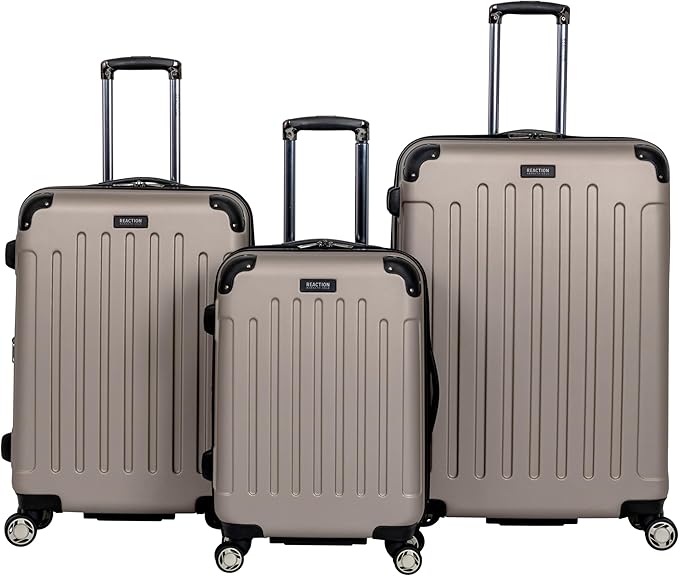 Kenneth Cole REACTION Renegade Luggage Expandable 8-Wheel Spinner Lightweight Hardside Suitcase, Champagne, 3-Piece Set (20"/24"/28")