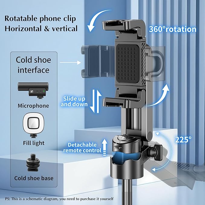 Mini Selfie Stick Tripod, Extendable Grip Phone Tripod with Detachable Remote Pocket Size, 4-in-1 Mini Phone Grip, 10m Wireless Shutter, Vlog Livestreaming Photography （Black）