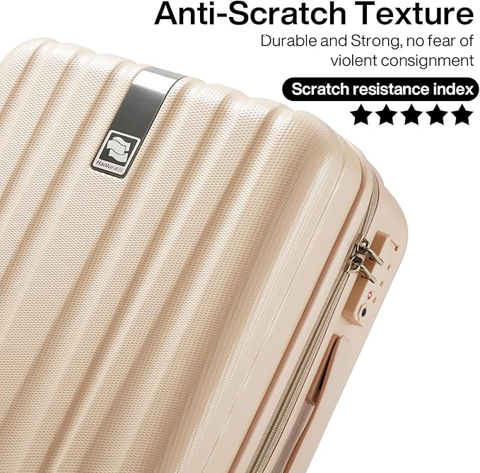 Hanke 20/29 Inch Carry On Luggage Sets 2 Piece Hard Shell Suitcases with Spinner Wheels Extra Large Travel Luggage Rolling Suitcase for Travel Nestable Storage（Cuba Sand）