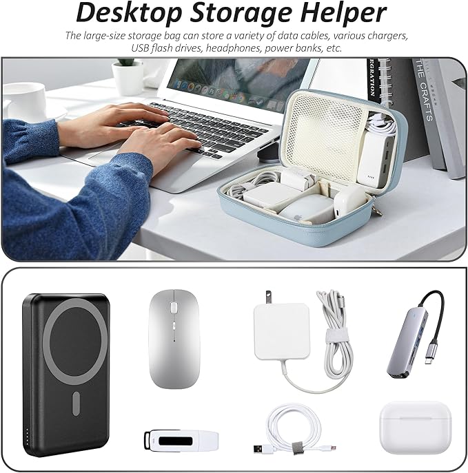 Charger Case for Macbook, Portable Tech Electronic Organizer Bag,Travel Storage Pouch for Laptop Accessories, MacBook Power Adapter, Charging Cords, USB Drives, Power Bank (Purple, XL)