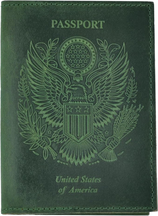 LEATHER VILLAGE Leather Passport Holder Cover – Travel Wallet with Card Slots, Vintage Passport Case for Men & Women – Cute Organizer for Travel Accessories & Documents - Green