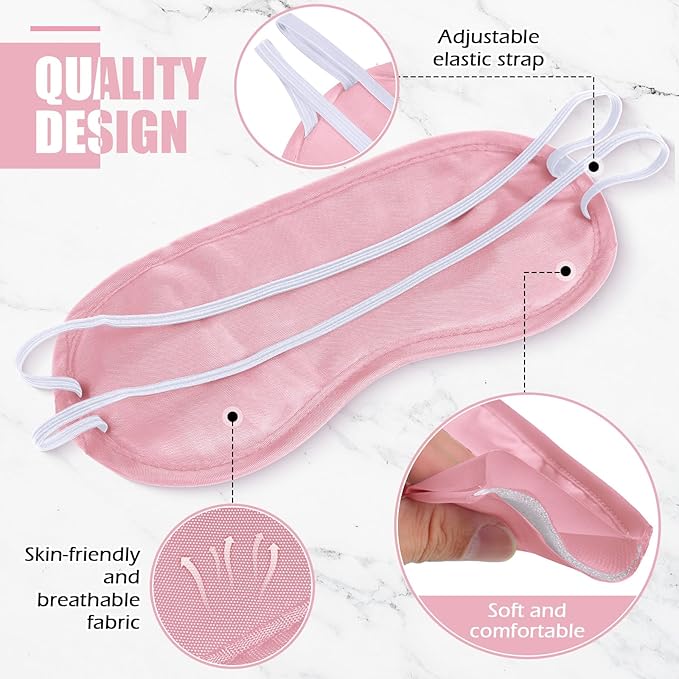 Tarpop 200 Pcs Eye Mask Sleeping Blindfold Eye Cover with Adjustable Strap for Games Party Team Building Travel Individually Wrapped Sleep Mask for Women Men(Pink)