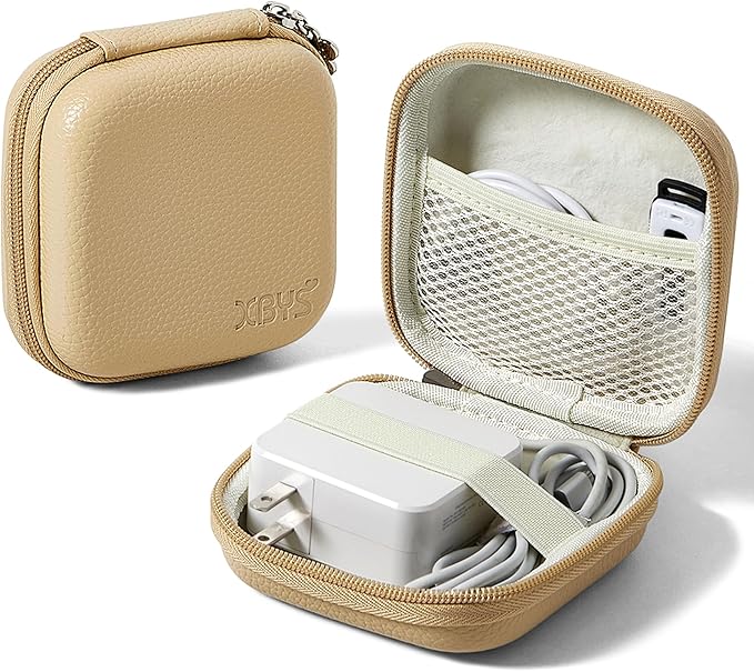 Charger Case for Macbook, Portable Tech Electronic Organizer Bag, Travel Storage Pouch for Laptop Accessories, MacBook Power Adapter, Charging Cords, USB, Power Bank (Light Khaki, M)