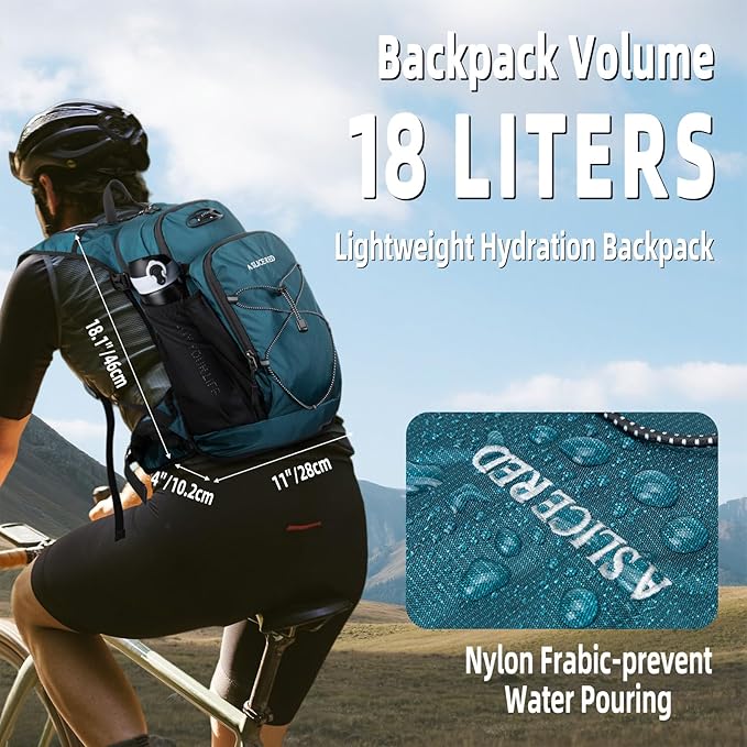Hydration Backpack, Water Backpack for Hiking with 3L Water Bladder, Insulated Hydration Pack Lightweight Day Hydropack Ideal for Hiking and Cycling, 18L